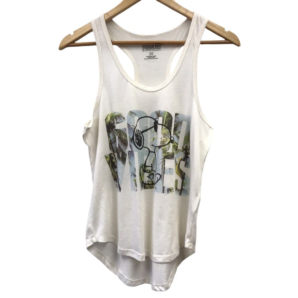 Peanuts Top Juniors Small 3 5 Tank Beige Snoopy